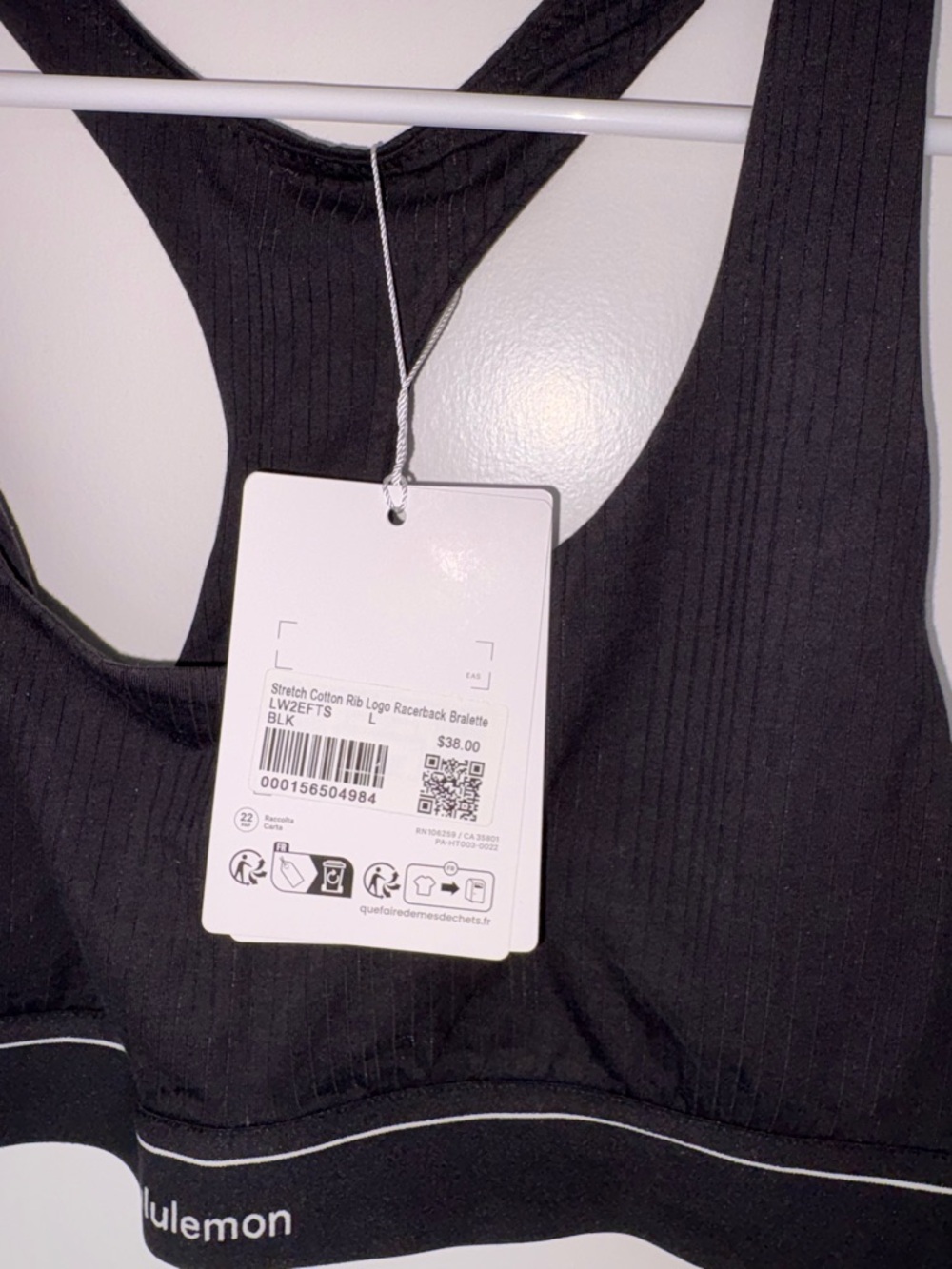 Lemon Black Ribbed Racerback Sports Bra - Picture 4 of 5